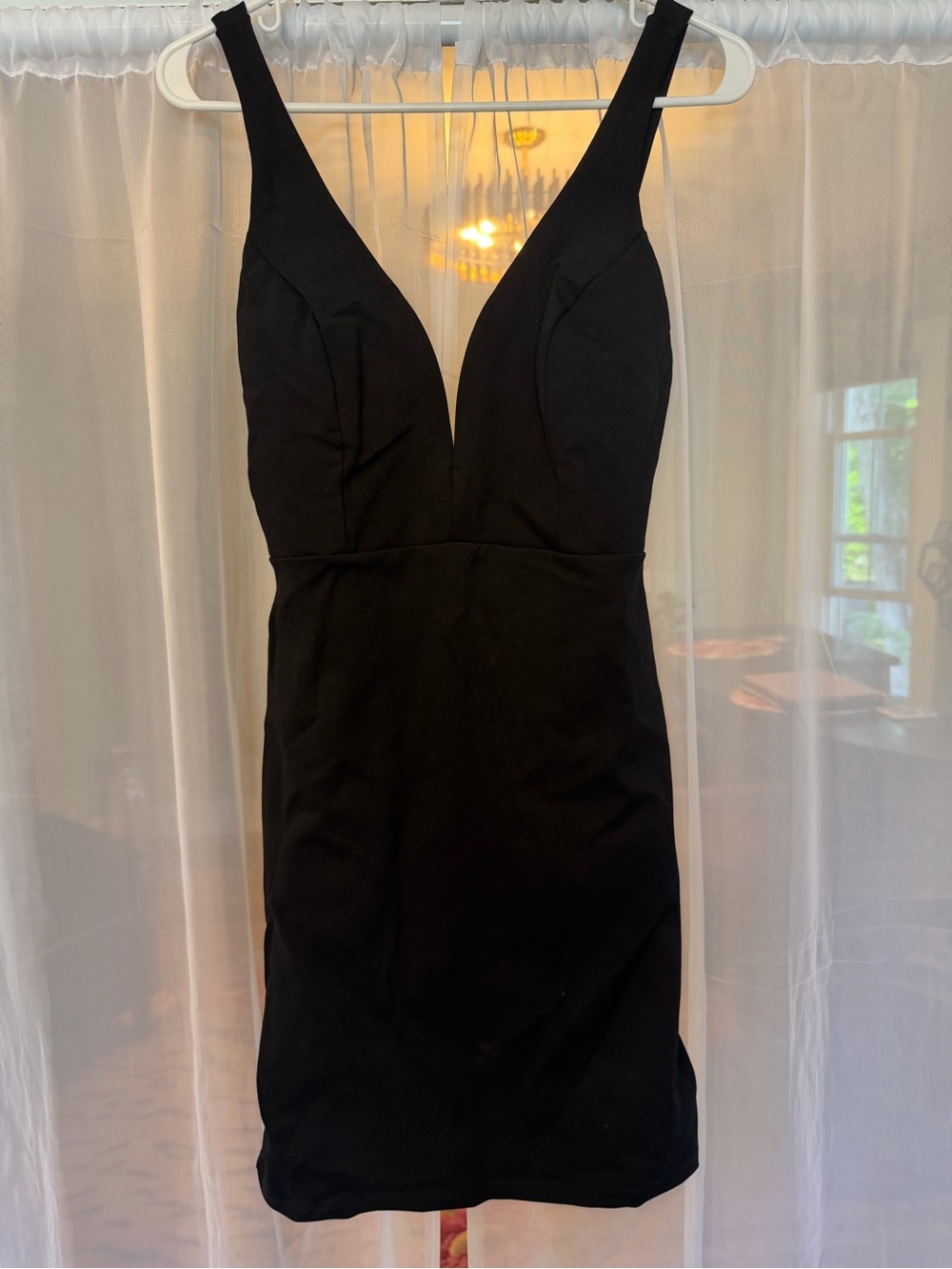 Lulu's Black Plunge V-Neck Mini Dress
